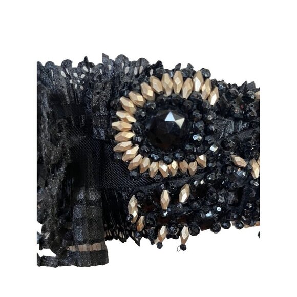 Icing Belt Black Goth Whimsigoth Fairy Snaps Punk Emo Beaded Grunge Boho Retro - Picture 1 of 10